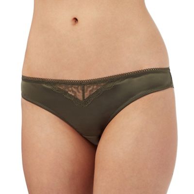 Nine by Savannah Miller Olive green bonded lace Brazilian briefs